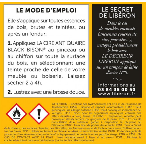 Cire liquide meuble et objets Antiquaire black bison® LIBERON, incolore 0.5 l - LIBERON