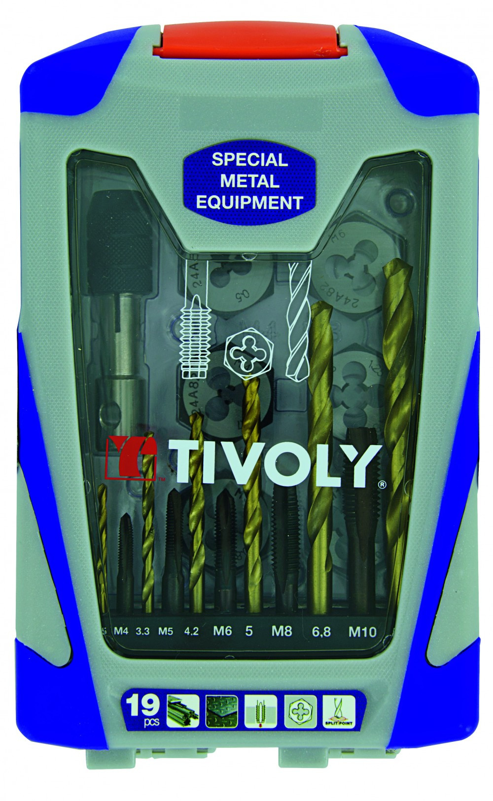 Coffret de forets pour métal TIVOLY Coffret 19 pièces Forets HSS TiN Tarauds & filières Mallette antichoc