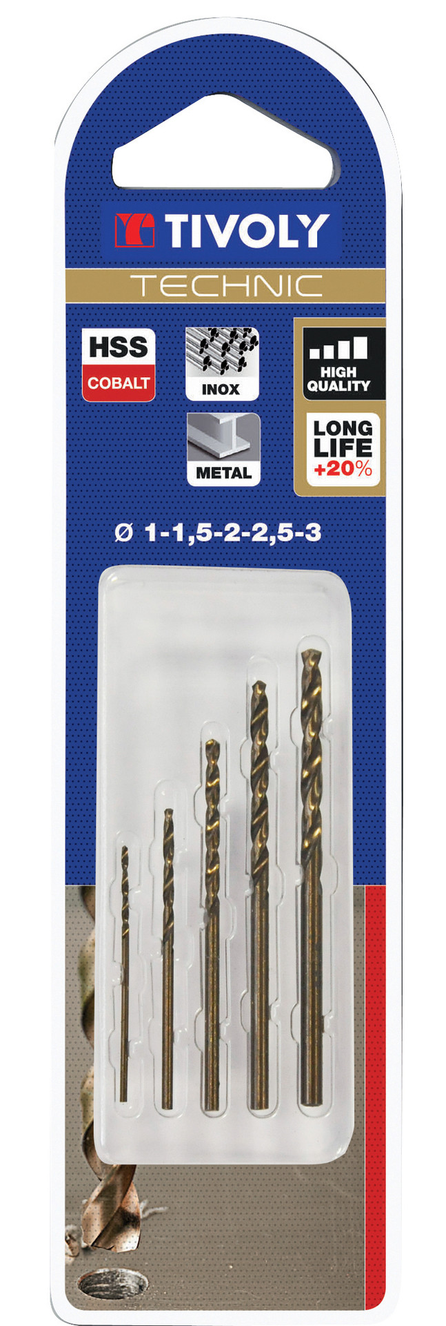 Forets technic métal TIVOLY Coffret de 5 Diam.1 à 3 mm