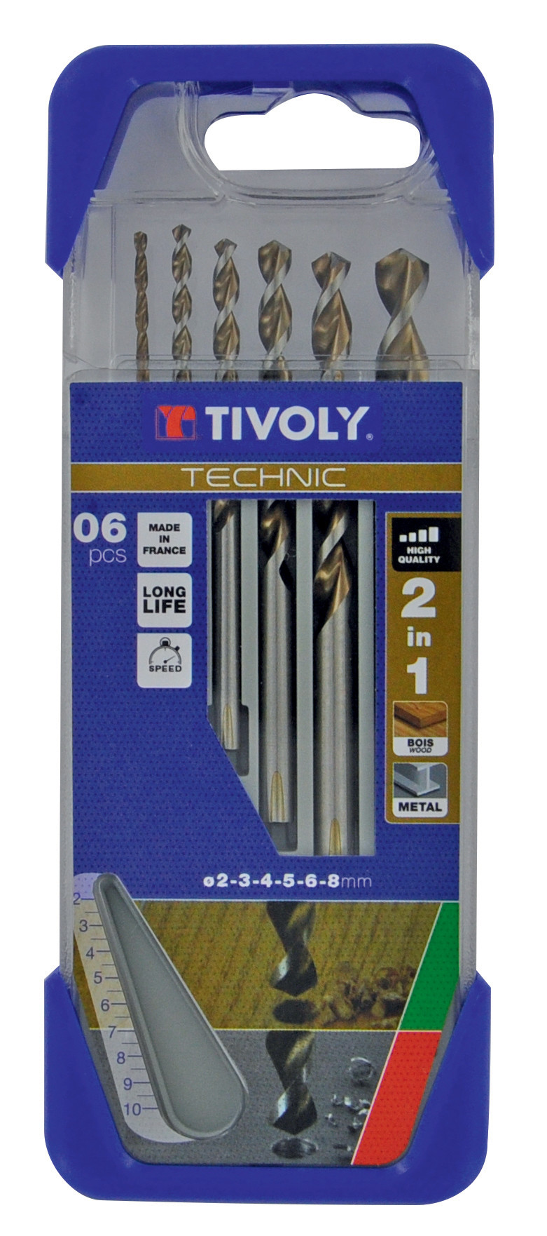 Coffret de 6 foret technic multimatériau TIVOLY 10.80447 Diam.4 5 6 8 10 mm