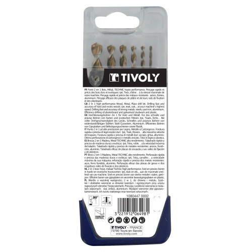 Coffret de 6 foret technic multimatériau TIVOLY 10.80447, Diam.4-5-6-8-10 mm - TIVOLY