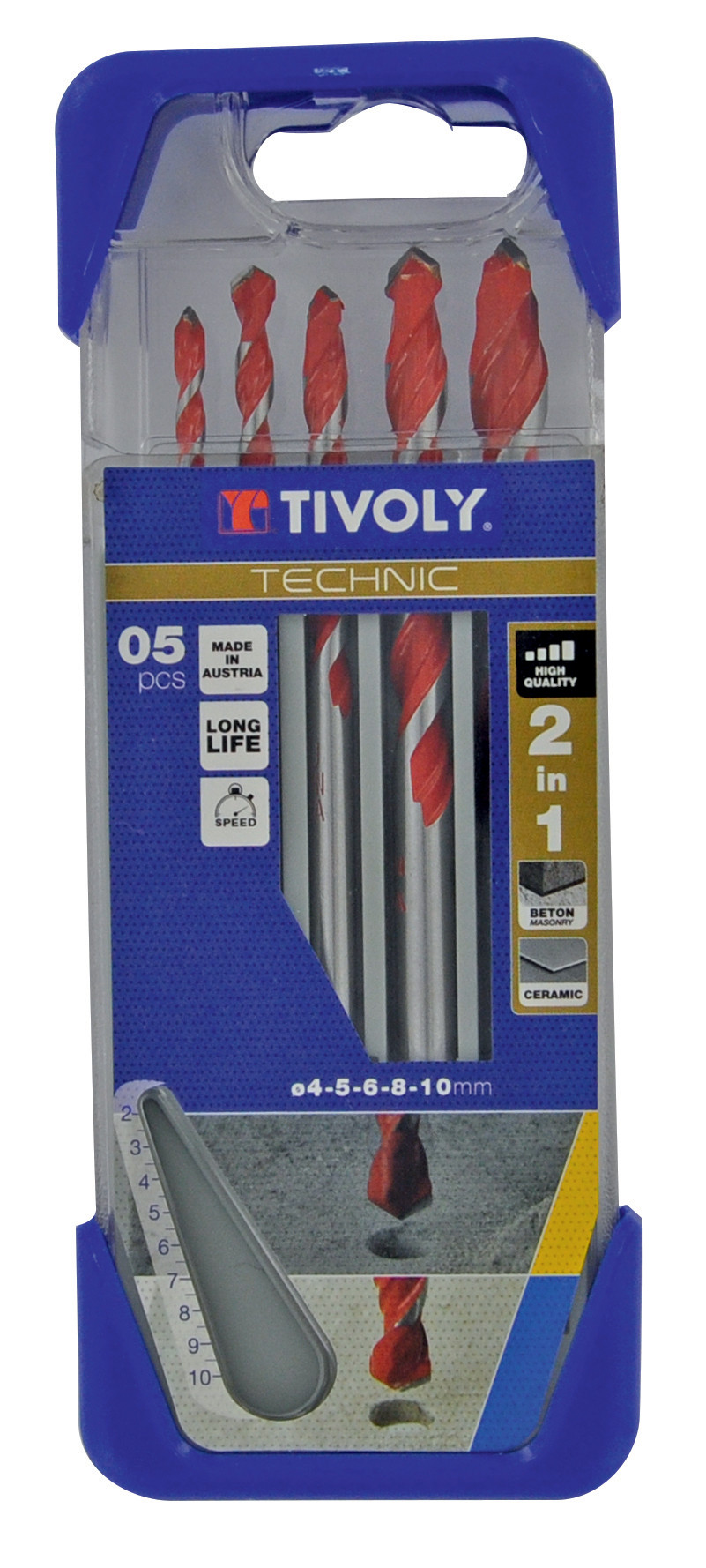 Forets Tivoly Coffret de 6 matériaux Diamètres 4 à 10 mm Queue cylindrique