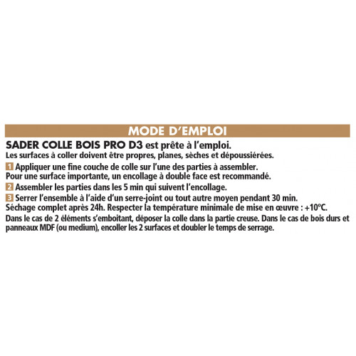 Colle à bois progressive Pro d3 SADER, 250g - Sader