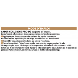 Colle à bois progressive Pro d3 SADER, 750 g - Sader