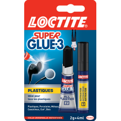 Colle glue liquide Super glue 3 plastique LOCTITE, 2 g - Loctite