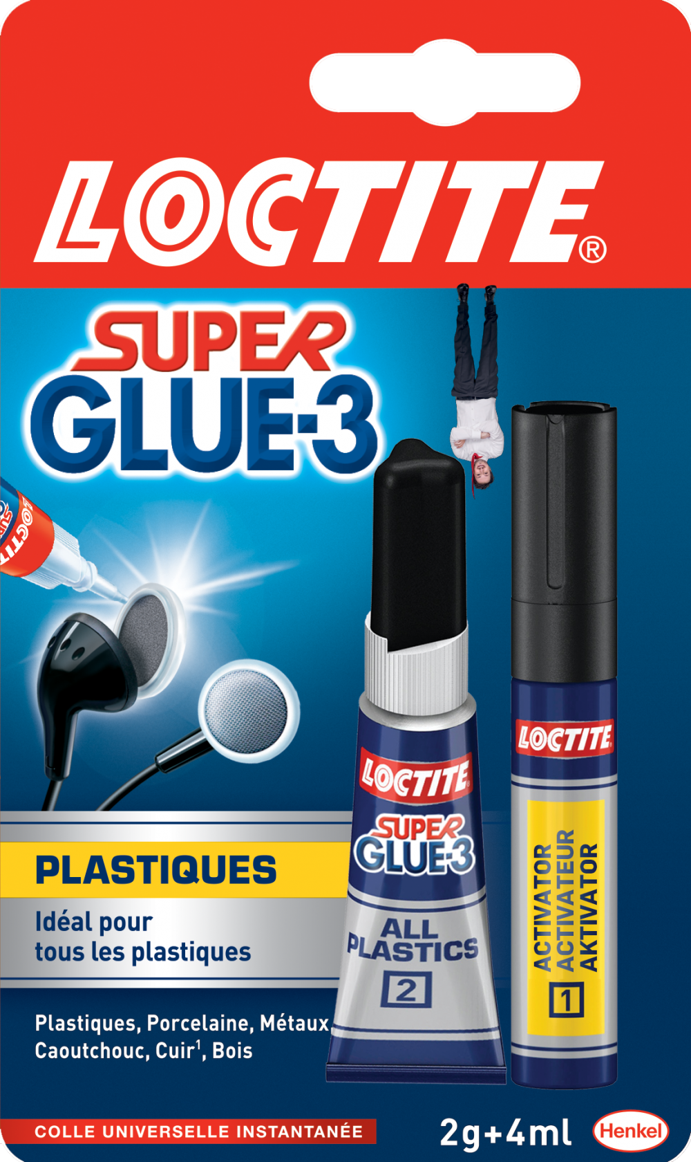 Colle glue liquide Super glue 3 plastique LOCTITE, 2 g