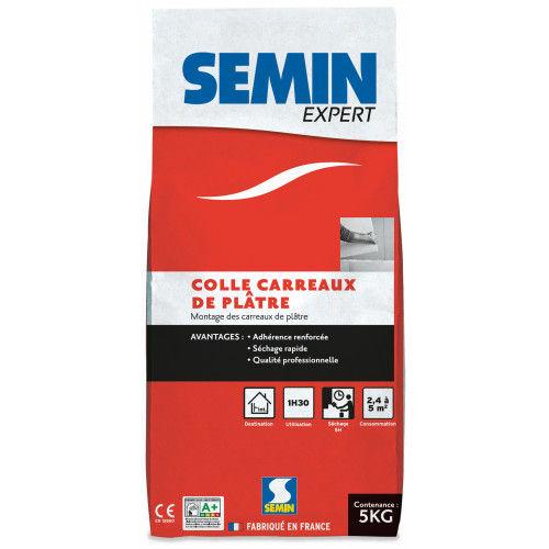 Colle pour carreaux de plâtre SEMIN, 5 kg - SEMIN