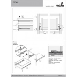 Coulisse 50 kg pour tiroir en bois (la paire) - 300 mm - Hettich