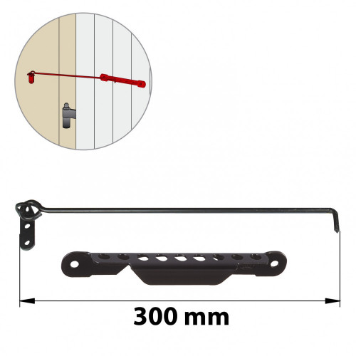 Crochet sur platine et crémaillère acier prépeint, H.70 x L.350 x P.20 mm - AFBAT