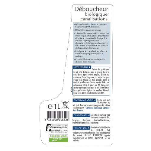 Déboucheur biologique STARWAX 1 l - Starwax