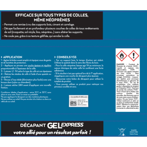 Décapant gel express® Spécial bois V33 0,5L