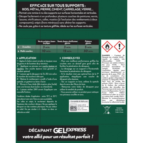 Décapant multisupport V33 Gel express, 0.25 l - V33