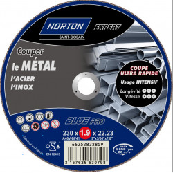 Disque à tronçonner fin pour métal NORTON, Diam.230 mm - NORTON