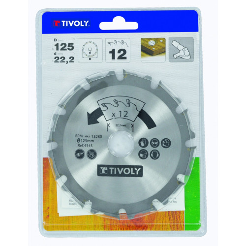 Tivoly Disque à tronçonner pour meuleuse pour bois, Diam.125 mm