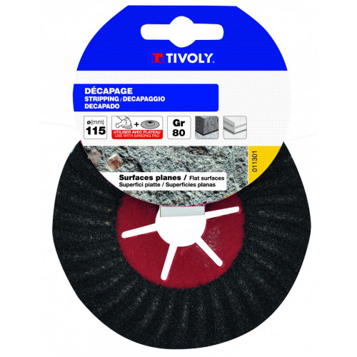 Disque ébarbage semi-rigide pour matériaux TIVOLY Grain 80, Diam.115 mm - TIVOLY