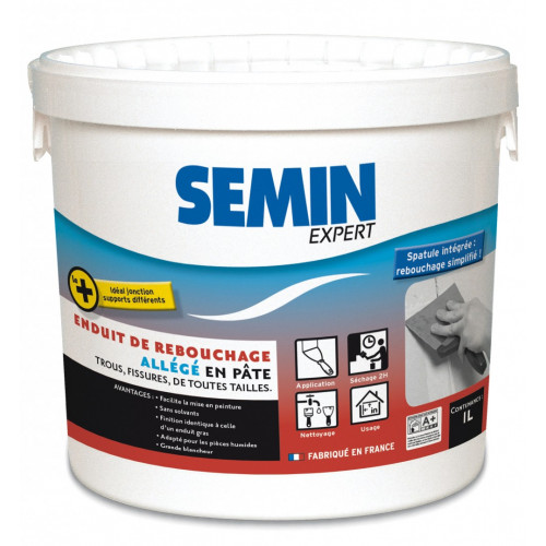 Enduit de rebouchage SEMIN 1 kg en pâte, pour mur intérieur - SEMIN