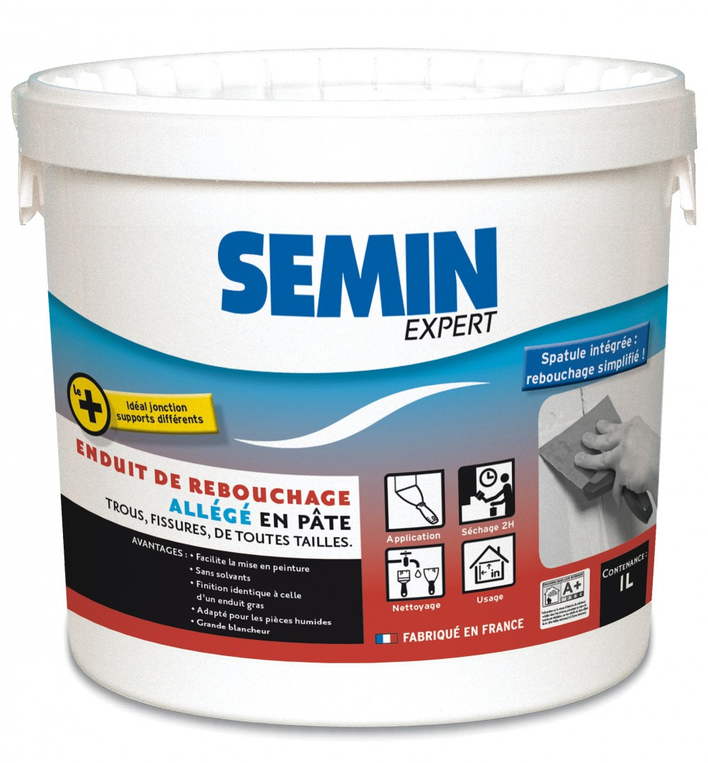 Enduit de rebouchage SEMIN 1 kg en pâte, pour mur intérieur