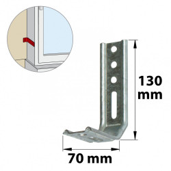 Equerre de fixation acier zingué, H.130 x L.70 x P.30 mm - AFBAT