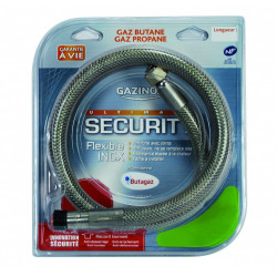 Flexible inox gaz bp validité illimitée garantie à vie, H.1m GAZINOX Security - GAZINOX