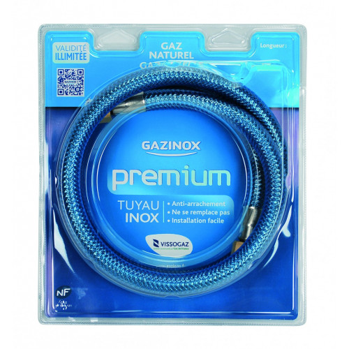 Flexible inox gaz naturel validité illim. garantie à vie, 2m MASTERINOX Premium - GAZINOX