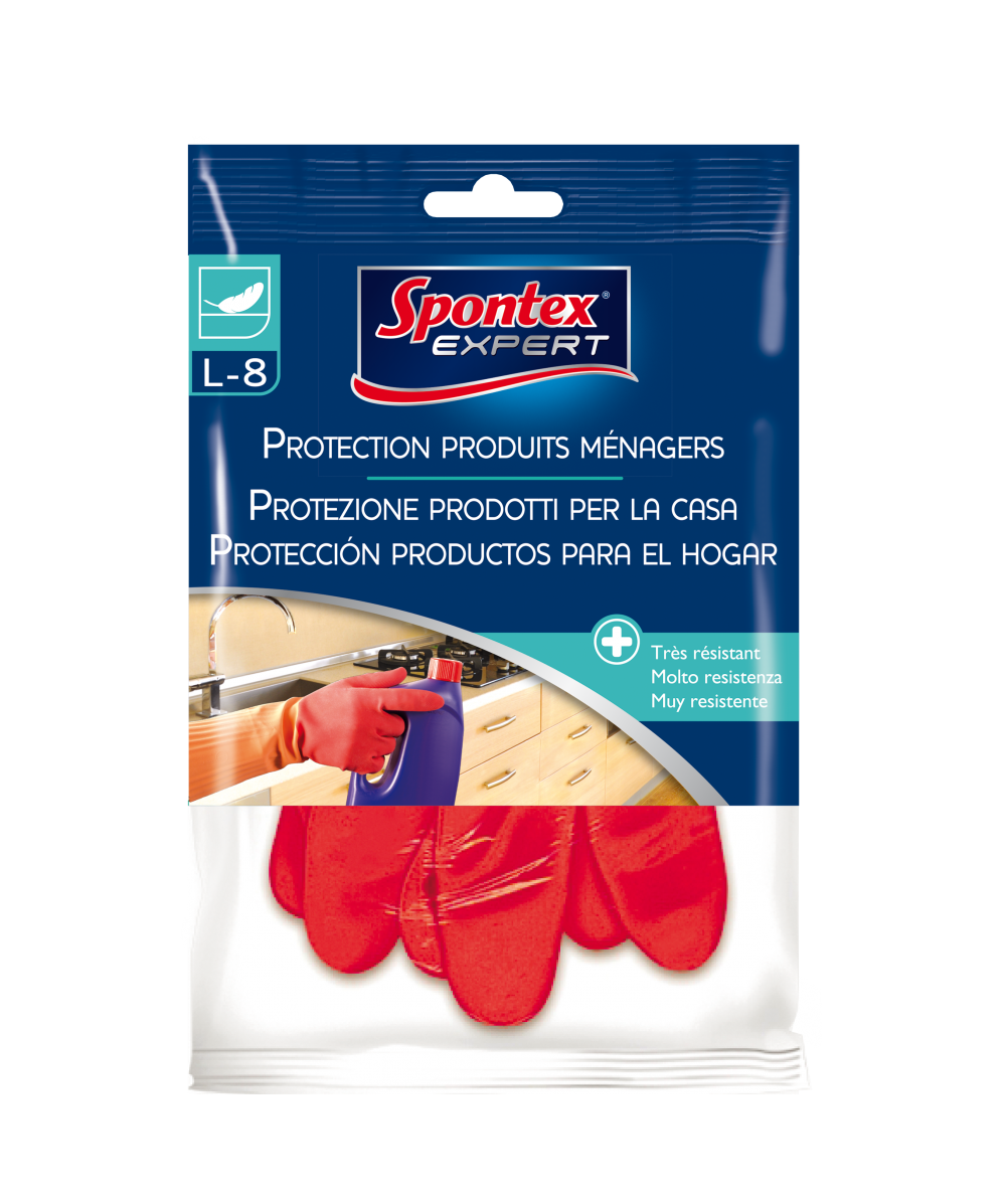 Gants de protection produits ménagers SPONTEX EXPERT, taille L