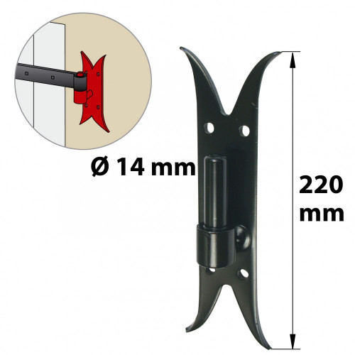 Gond sur platine acier prépeint, H.220x Diam.14 mm - AFBAT