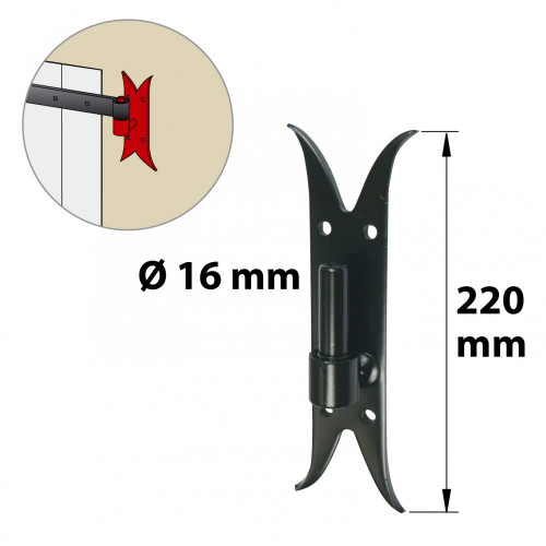 Gond sur platine acier prépeint, H.225x Diam.16 mm - AFBAT