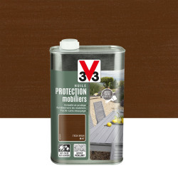 Huile V33 Protection mobilier opaque teck brun mat, 1 l de marque V33, référence: B5869400