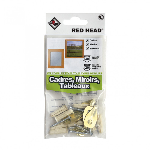 kit chevilles à expansion cadre, miroir et tableau RED HEAD, Diam.6 x L.25 mm - Red head