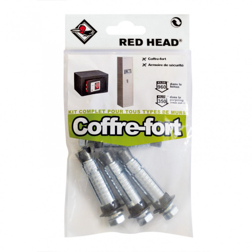 kit chevilles à expansion coffre fort RED HEAD, Diam.14 x L.55 mm - Red head