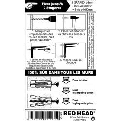 kit chevilles à expansion etagère légère RED HEAD, Diam.8 x L.32 mm - Red head