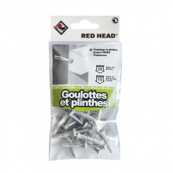 kit chevilles à expansion goulotte et plinthe RED HEAD, Diam.5 x L.25 mm - Red head