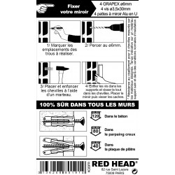 kit chevilles à expansion miroir RED HEAD, Diam.6 x L.25 mm - Red head