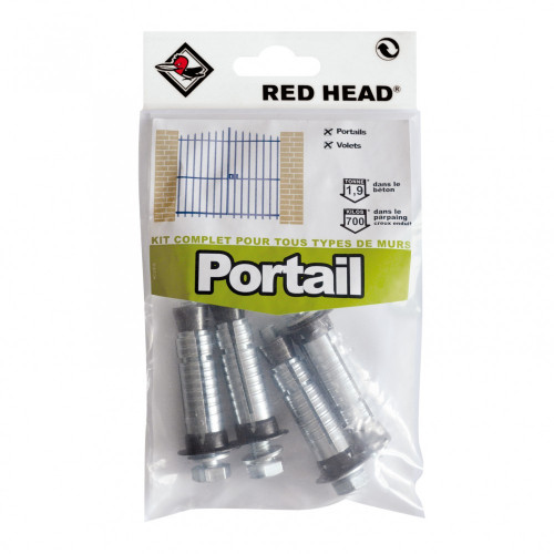 kit chevilles à expansion portail RED HEAD, Diam.14 x L.55 mm - Red head