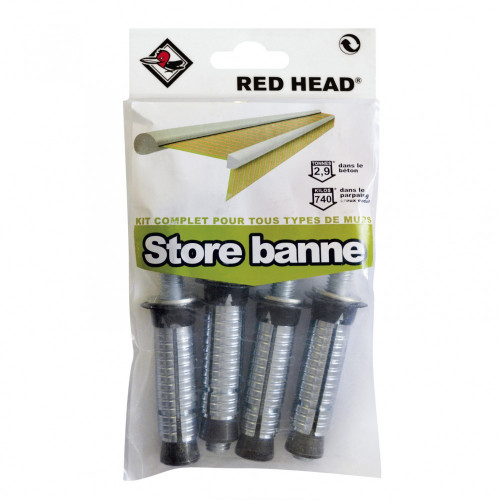 kit chevilles à expansion store de terrasse RED HEAD, Diam.16 x L.65 mm - Red head
