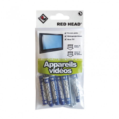kit chevilles à verrouillage de forme appareils vidéos RED HEAD, Diam.8xL50mm - Red head