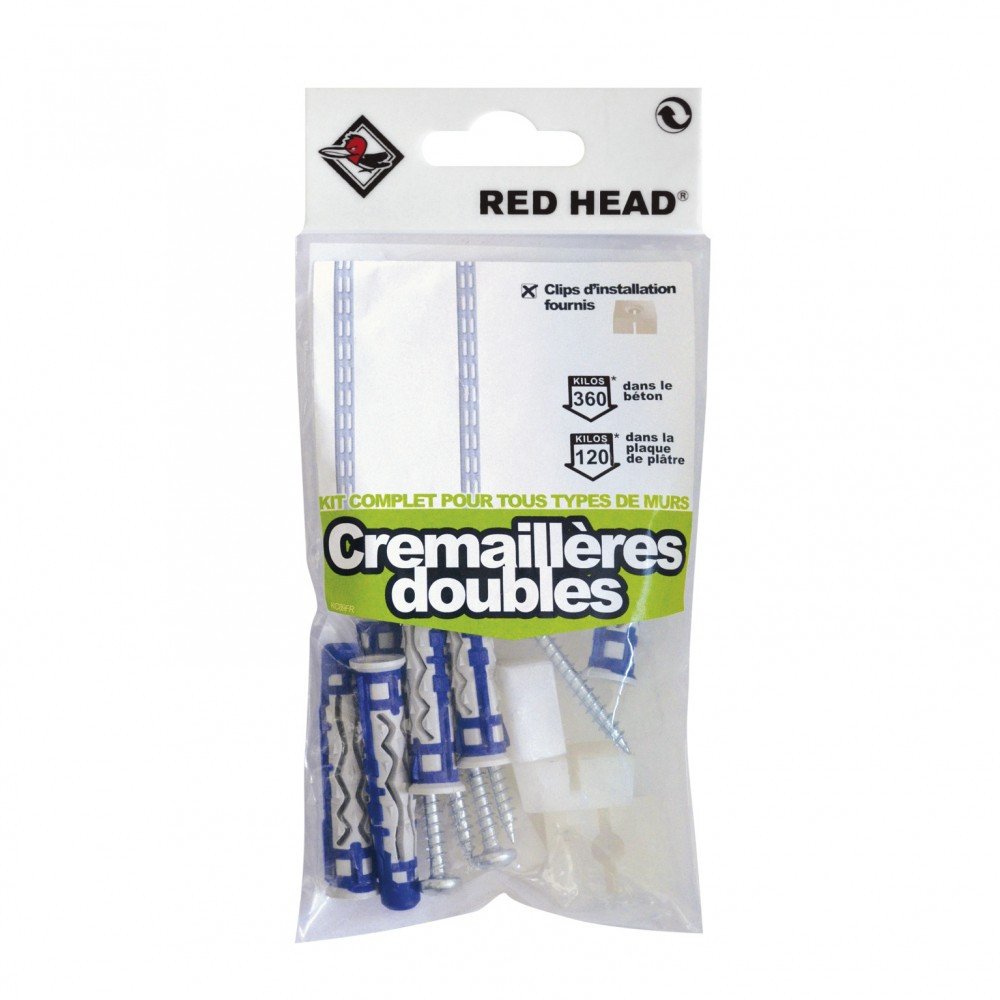 Kit chevilles à verrouillage de forme crémaillère double RED HEAD, Diam.8xL.50mm