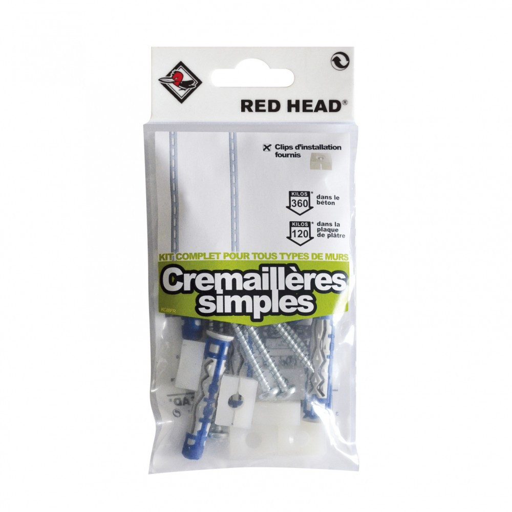 Kit chevilles à verrouillage de forme crémaillère simple RED HEAD, Diam.8xL.50mm