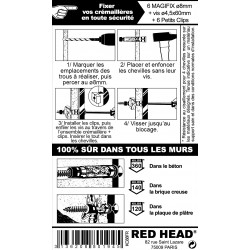 Kit chevilles à verrouillage de forme crémaillère simple RED HEAD, Diam.8xL.50mm - Red head