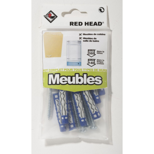 kit chevilles à verrouillage de forme meuble RED HEAD, Diam.8 x L.50 mm - Red head