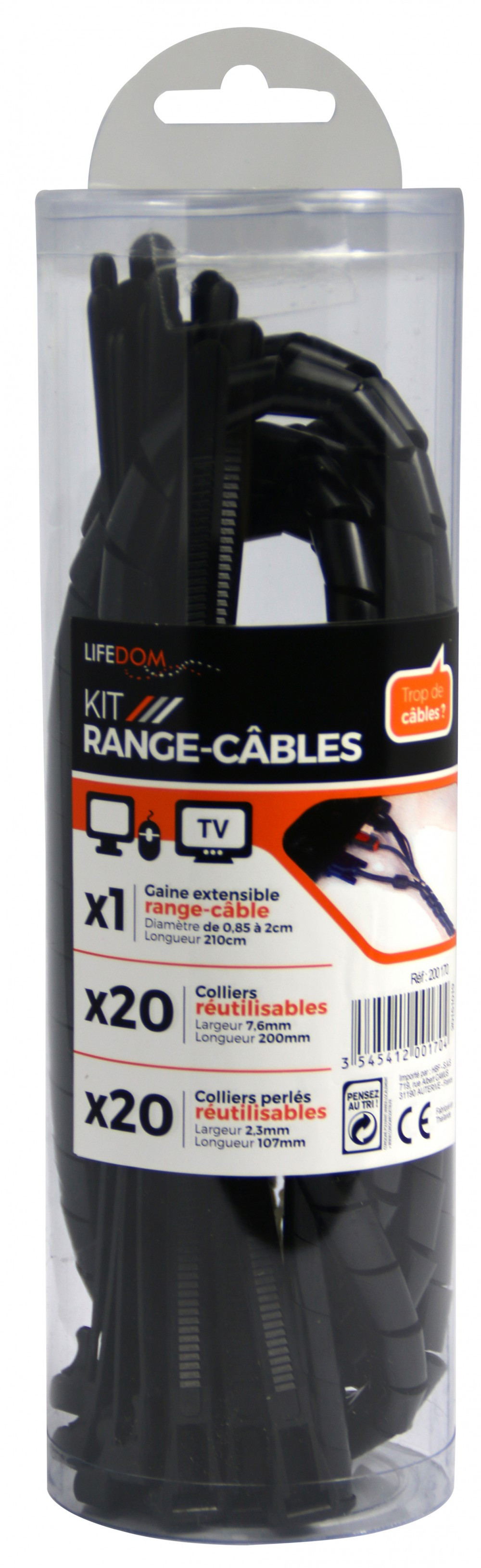 Kit range-câble 40 colliers et 1 gaine