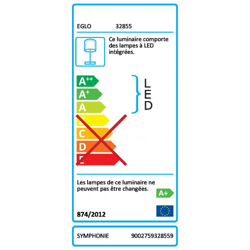 Lampe, essentiel, aluminium blanc, EGLO Symphonie - Eglo
