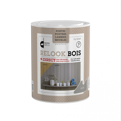 Lasure intérieurepoutre et lambris Relook bois MAISON DECO, sable satiné, 1 l - MAISON DECO