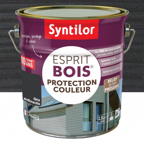 Lasure SYNTILOR Esprit bois 10 ans gris anthracite mat 2.5 l - SYNTILOR