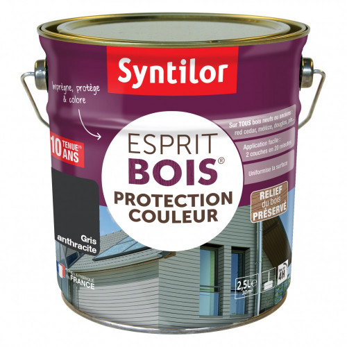 Lasure SYNTILOR Esprit bois 10 ans gris anthracite mat 2.5 l - SYNTILOR