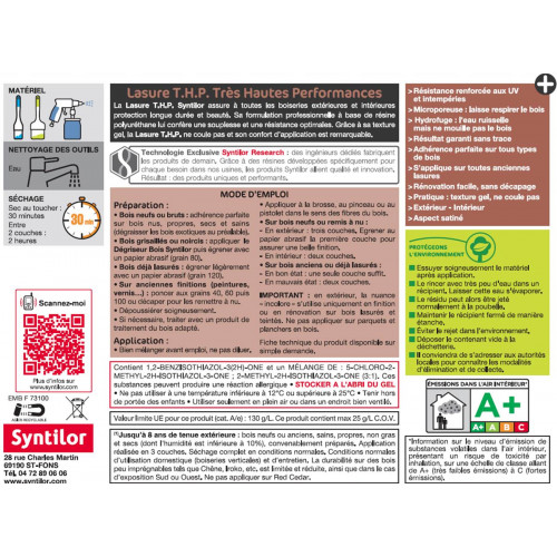 Lasure SYNTILOR Thp 8 ans chêne foncé satiné 1 l - SYNTILOR