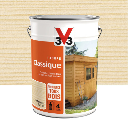 Lasure V33 Classique 4 ans incolore satiné 5 l - V33