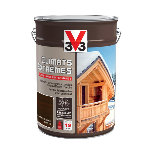 Lasure V33 Climats extrêmes® 12 ans chêne foncé satiné 5 l - V33