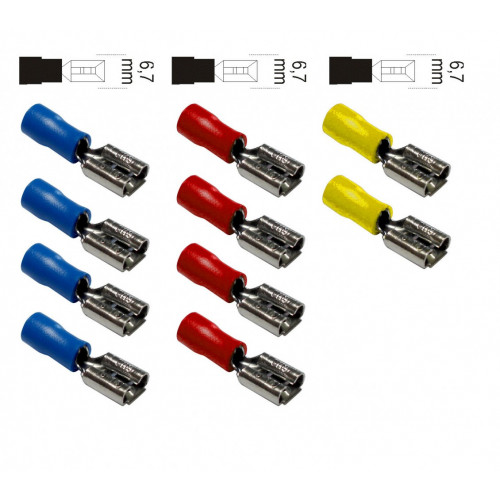 Cosse clip électrique bleue femelle 6,3 mm - lot de 10