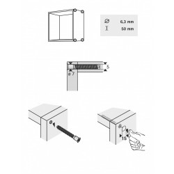 Lot de 16 vis d'assemblage avec cache acier chromé HETTICH, l.50 mm - HETTICH